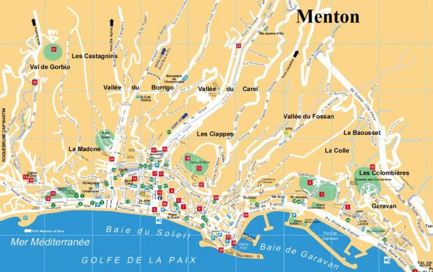 Подробная карта города Ментона